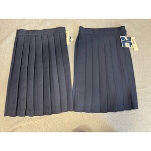 French Toast Blue Pleated Skirt Girls 12 School Uniform Below Knee Burgundy Lot